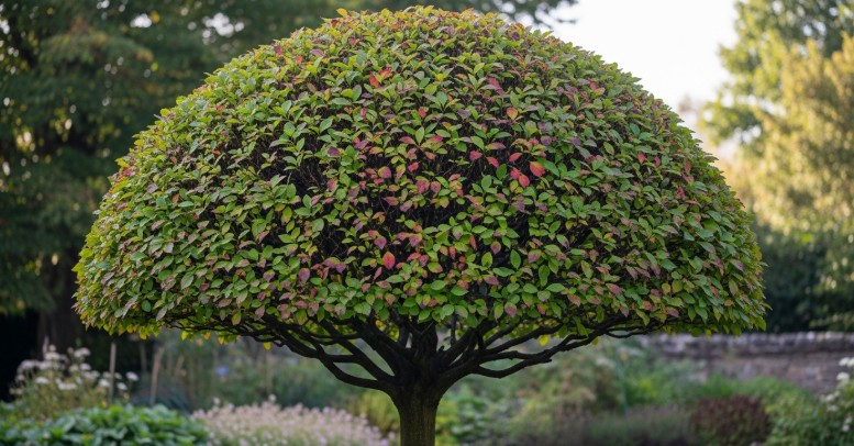 Pruned hydrangea tree with rounded canopy and strong structure